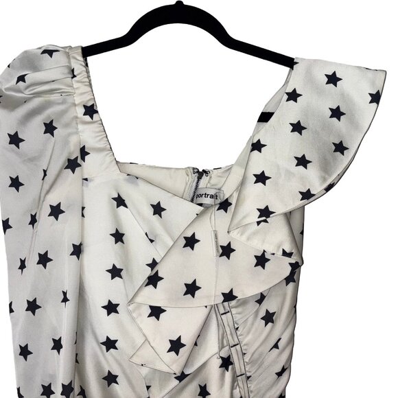 Self Portrait Blue Stars on Ivory One Sleeve Dress - Size 2 - Picture 1 of 6